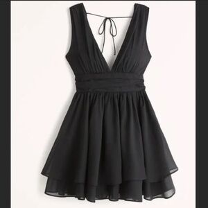 Abercrombie Women's Flirty Drama Mini Dress Black size L